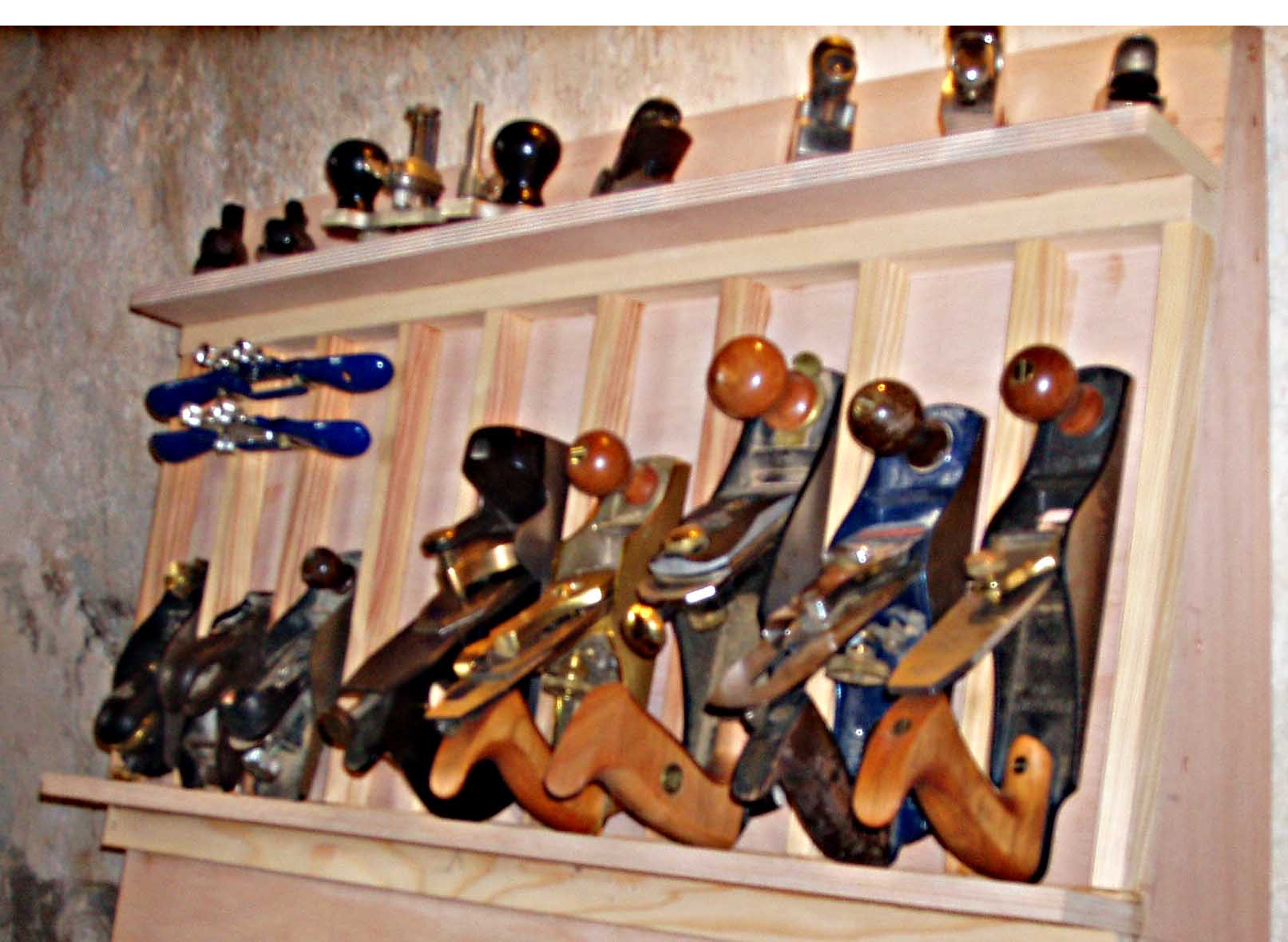 Image of A rack full of smoothing planes